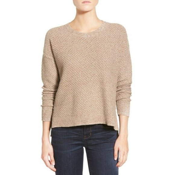 Madewell women's Landmark Texture Sweater Marled Umber zip sides top - Picture 6 of 6
